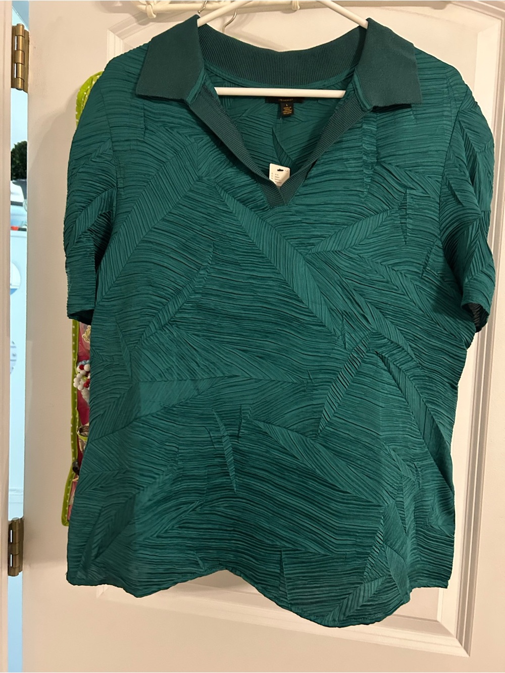 Current Air Teal Textured Short-Sleeve Polo Top